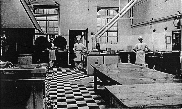 Picture of Whitecroft kitchens 1966 L - R Mr Sibley - cook, Mr Cruishank - head cook and Mr Manton - deputy head cook