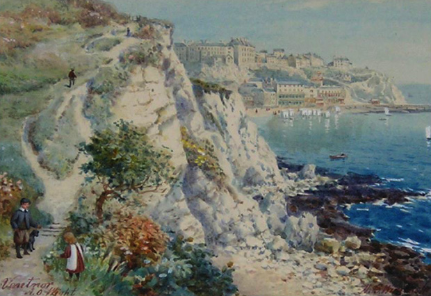 Picture of Watercolour; Young blackberry gatherers Steephill, Ventnor beyond’